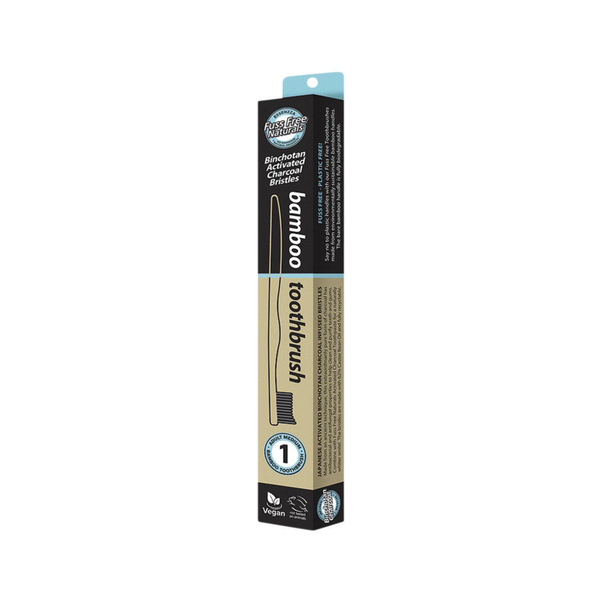ESSENZZA FUSS FREE NATURALS - Toothbrush Bamboo Activated Charcoal Medium