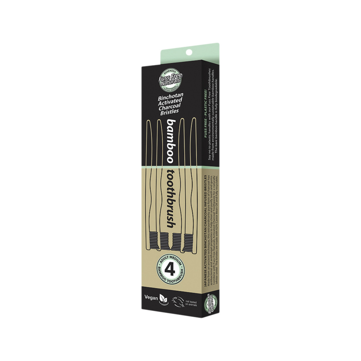 ESSENZZA FUSS FREE NATURALS - Toothbrush Bamboo Activated Charcoal Medium