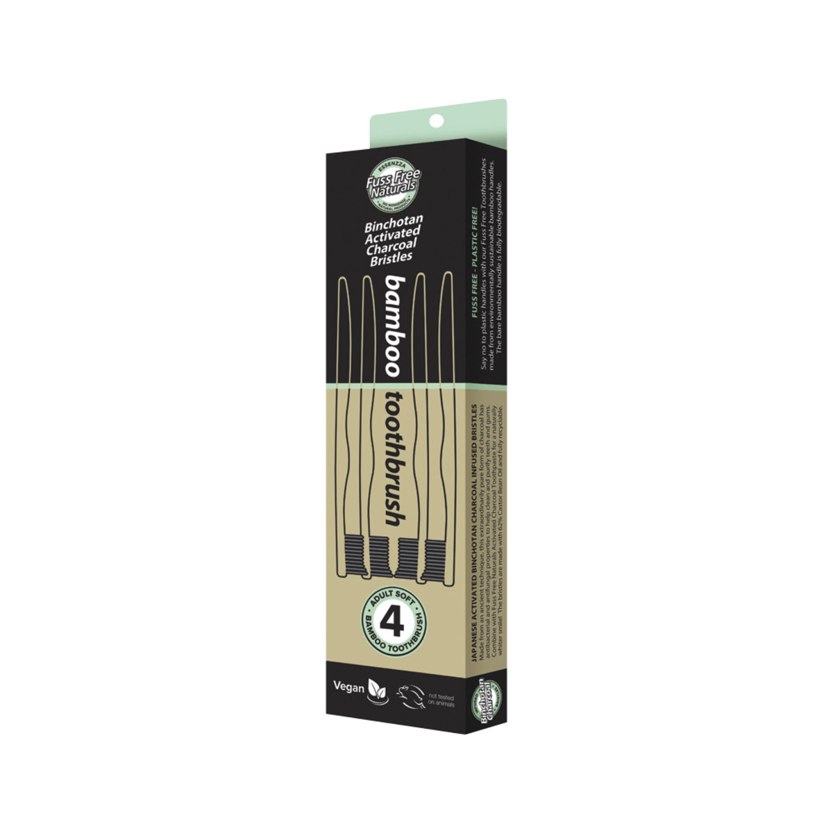 ESSENZZA FUSS FREE NATURALS - Toothbrush Bamboo Activated Charcoal Soft