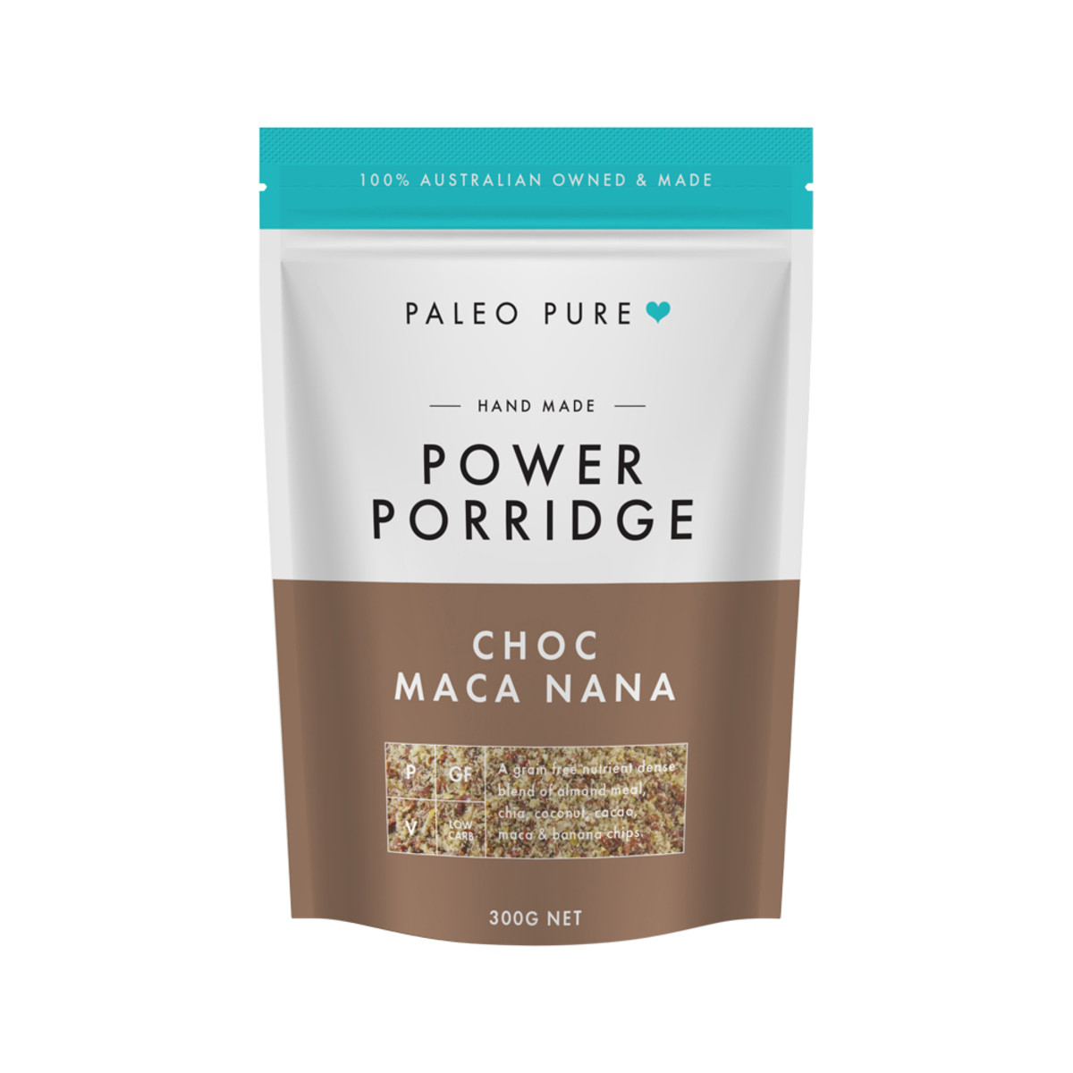 PALEO PURE - Organic Creamy Grain Free Power Porridge Choc Maca Nana