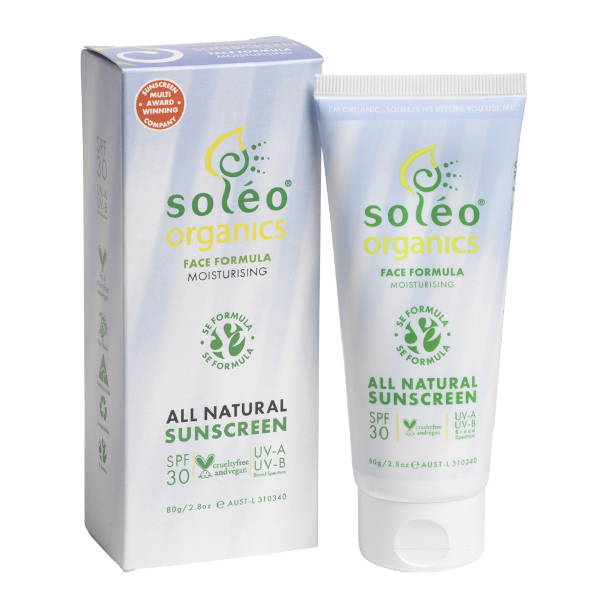 SOLEO ORGANICS - All Natural Sunscreen SPF30 Face Formula Moisturising