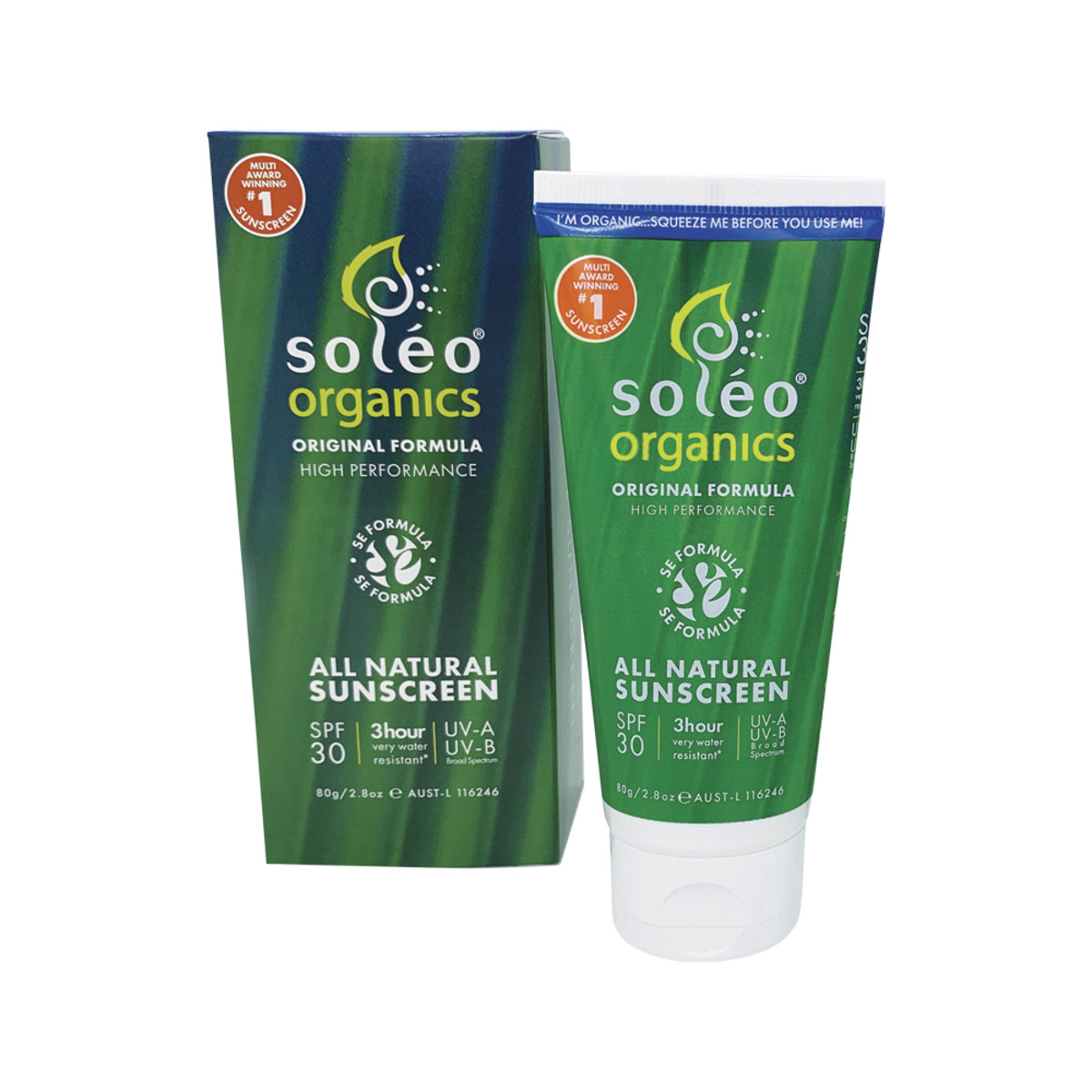 SOLEO ORGANICS - All Natural Sunscreen SPF30 Original Formula (High Performance) Water Resistant