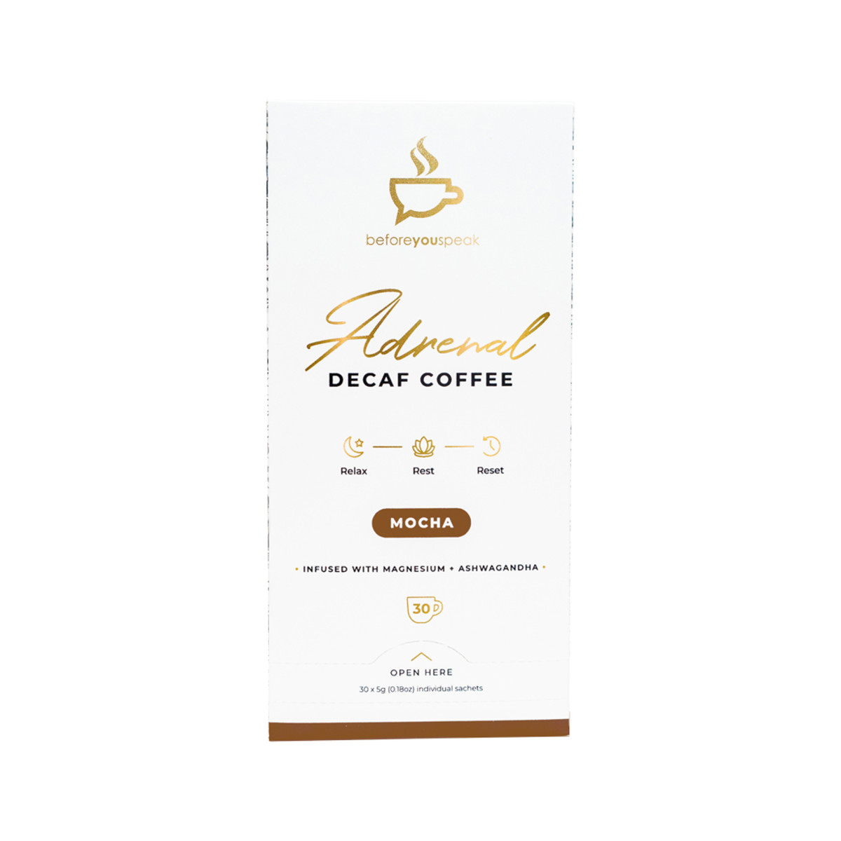 BEFORE YOU SPEAK - Adrenal Decaf Coffee Mocha 30 Pack