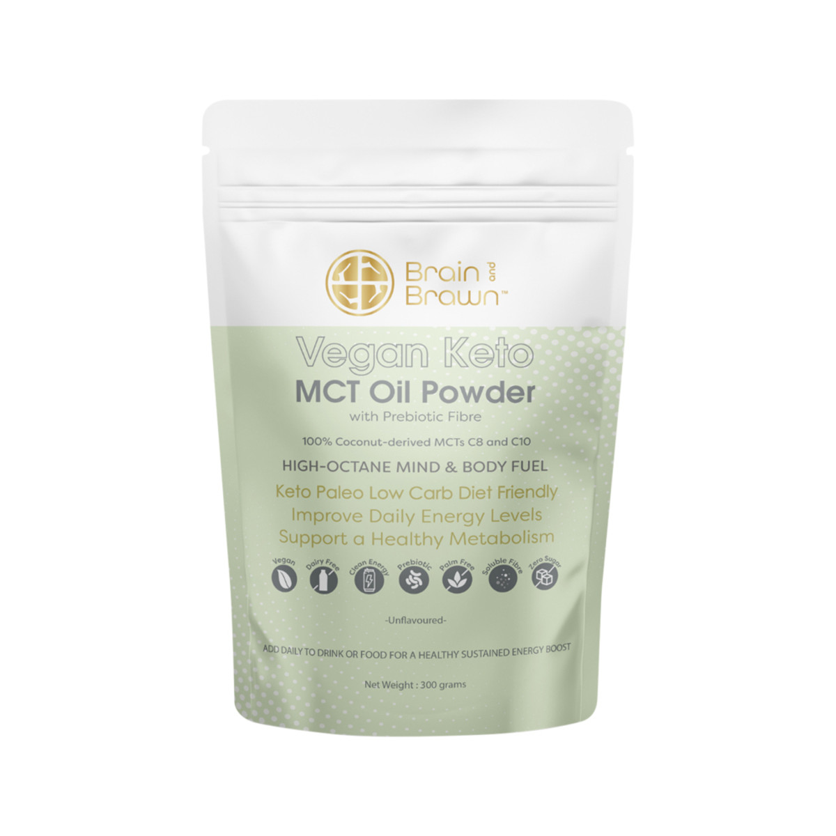 BRAIN AND BRAWN - Vegan Keto MCT Oil Powder Unflavoured