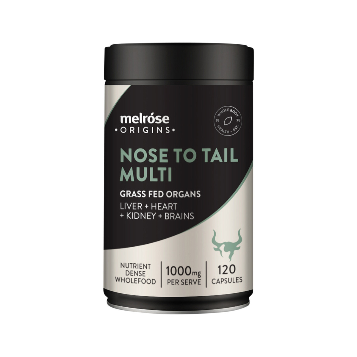 MELROSE - Nose To Tail Multi (Grass Fed Organs 1000mg: Liver + Heart + Kidney + Brains) 120c