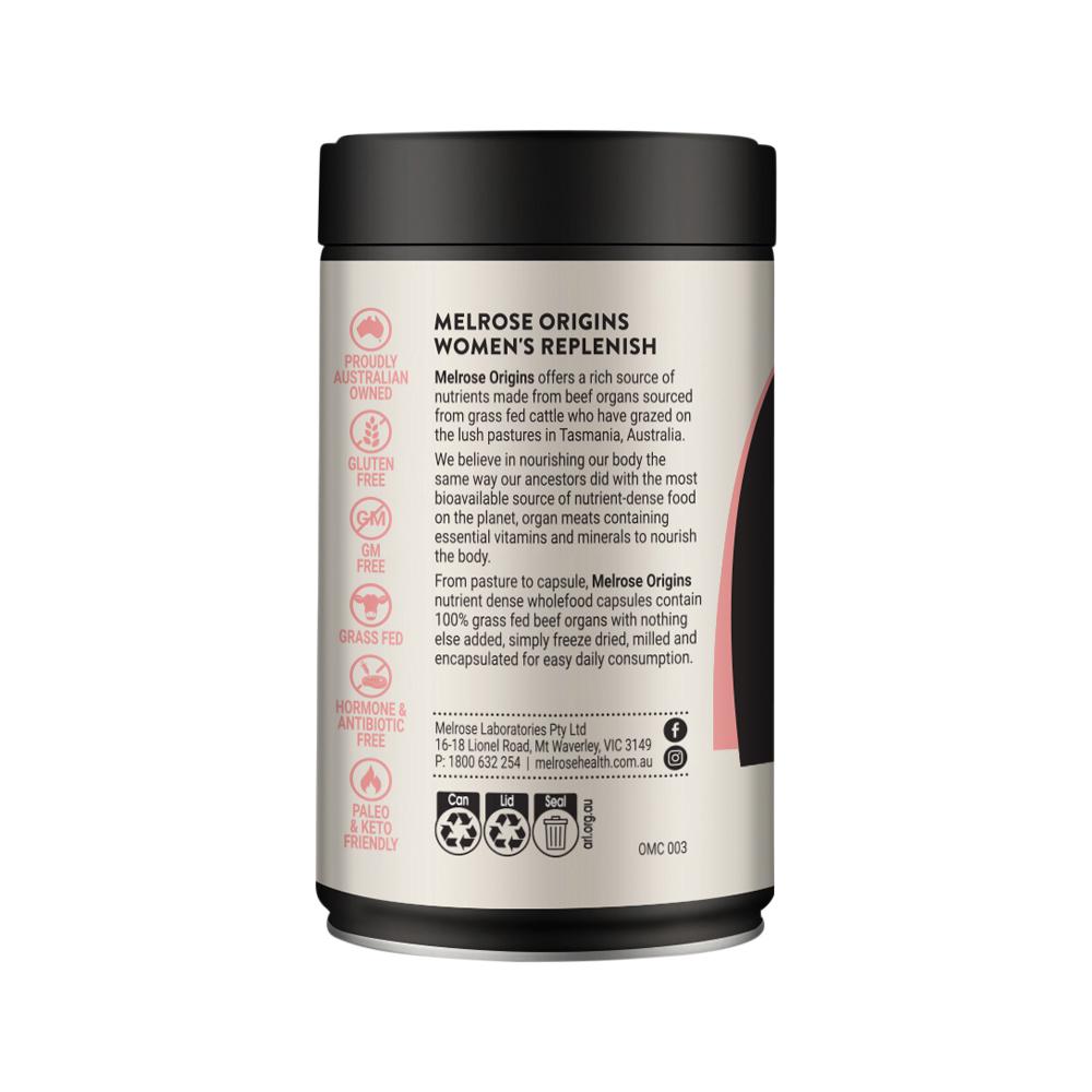 MELROSE - Women's Replenish (Grass Fed Beef Organs 1000mg: Liver + Cartilage + Heart) 120c