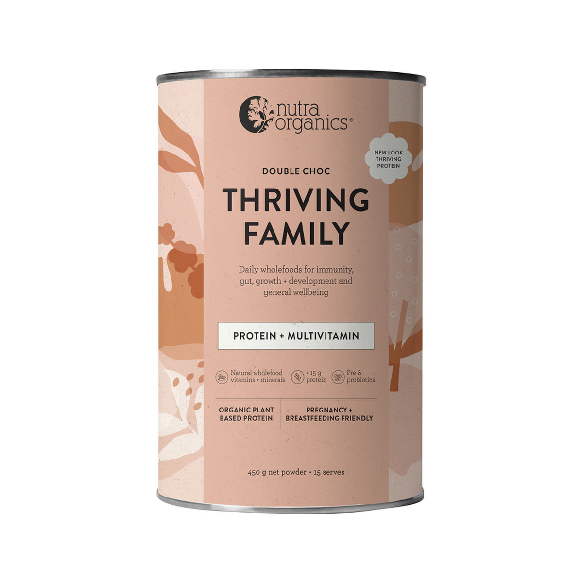 NUTRA ORGANICS - Thriving Family Protein (Protein + Multivitamin) Double Choc 450g