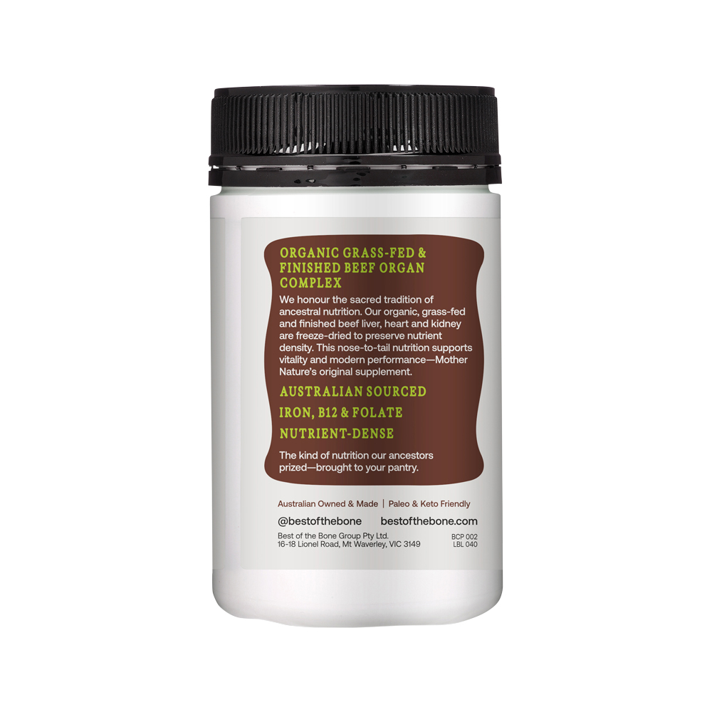 BEST OF THE BONE - Organic Beef Organ Complex Liver, Heart & Kidney 160c