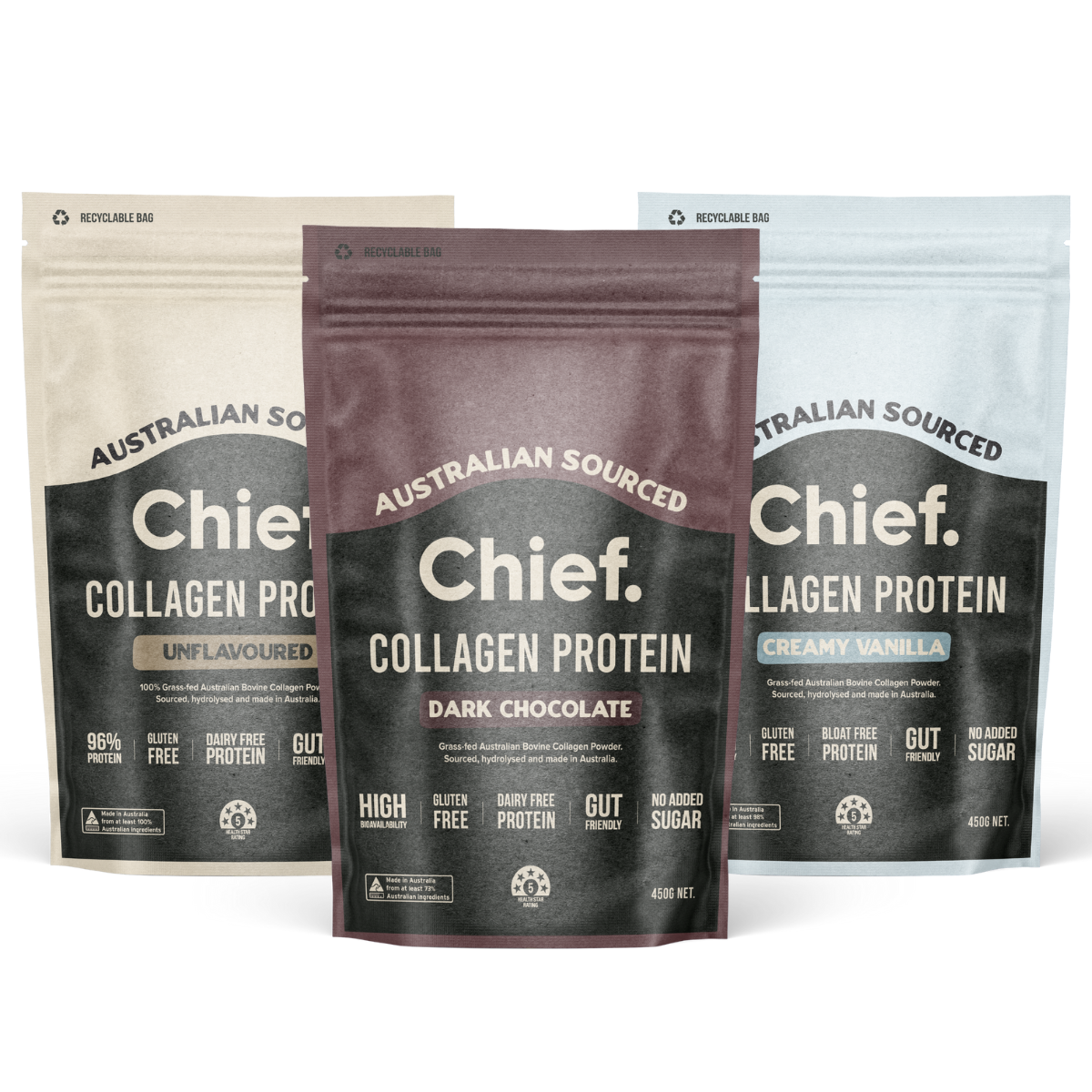 Chief - Collagen Protein Powder 450g - Dark Chocolate, 450g
