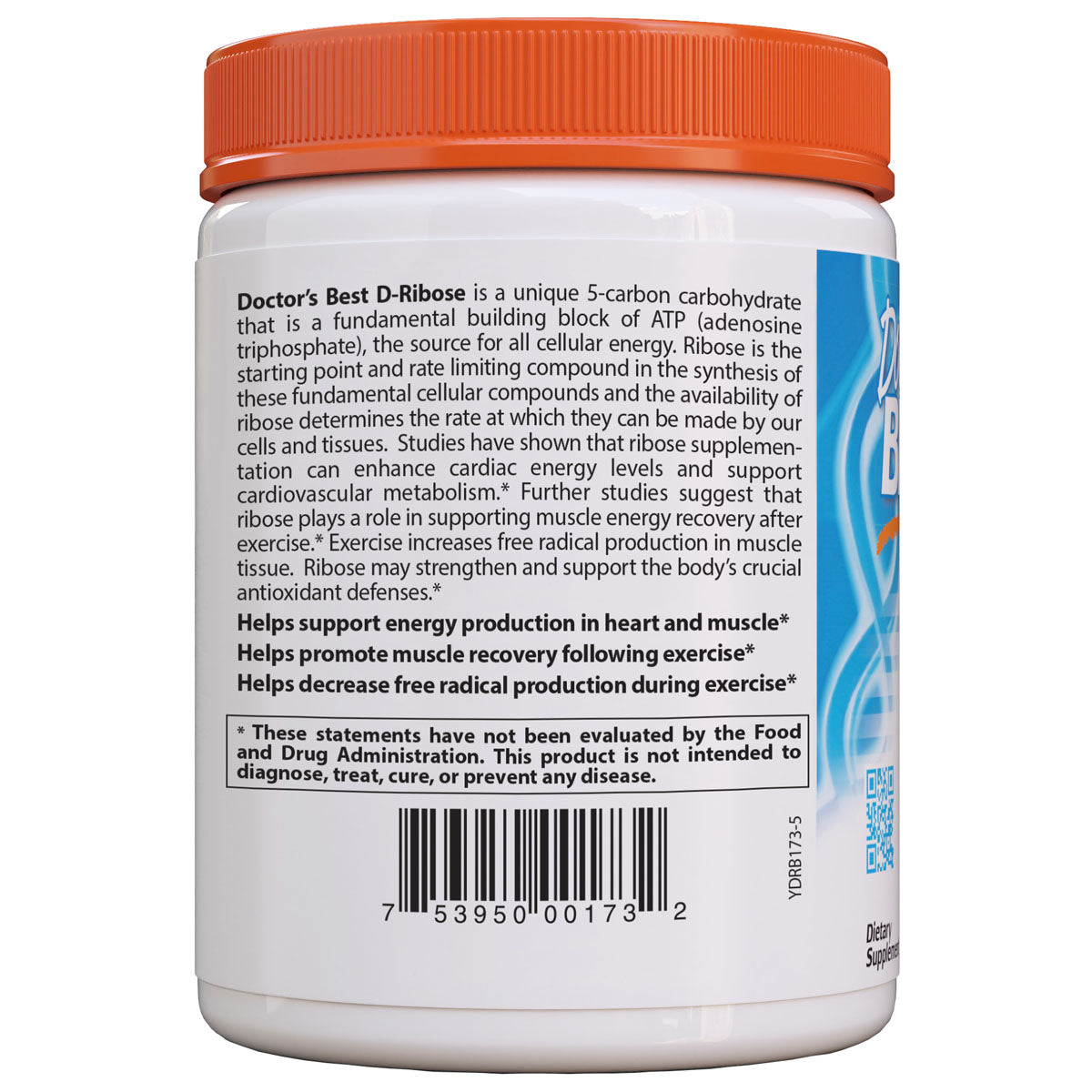 Doctor's Best - D-Ribose featuring BioEnergy Ribose® 850mg 120vc