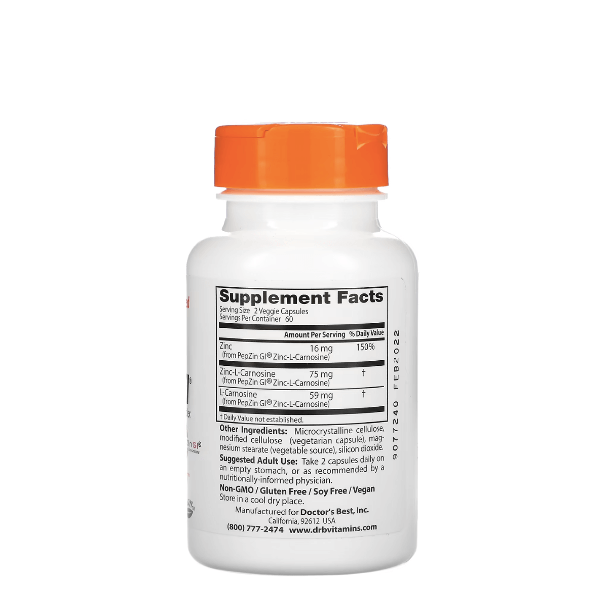 Doctor's Best - PepZinGI Zinc-L-Carnosine Complex 120vc