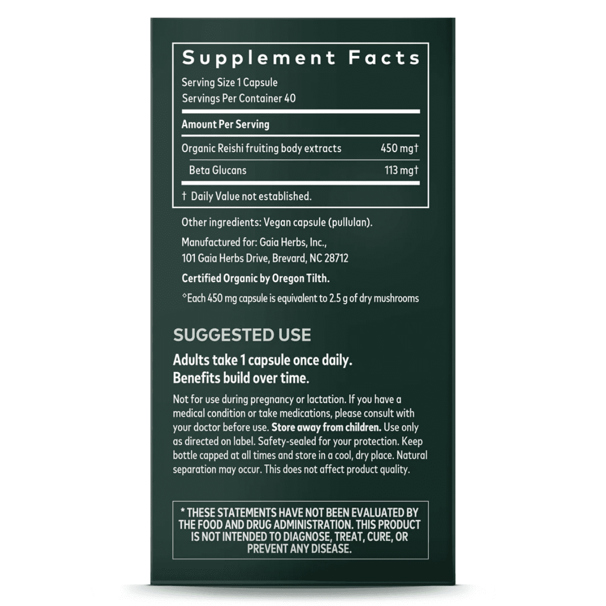 Gaia Herbs - Reishi Mushroom 40vc