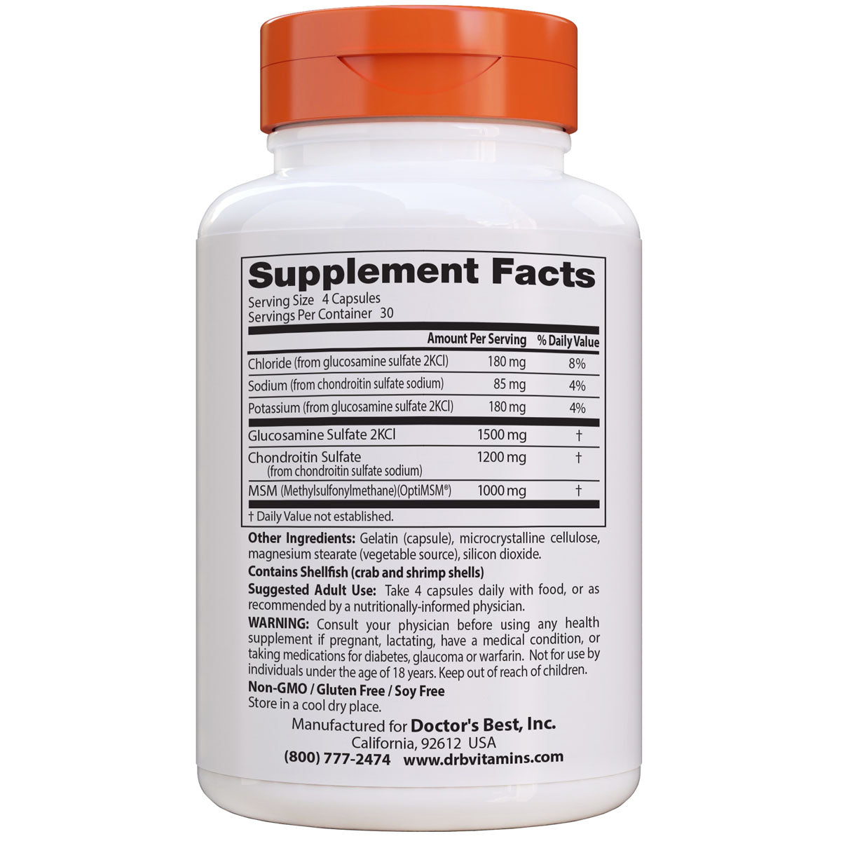 Doctor's Best - Glucosamine Chondroitin MSM with OptiMSM® 120c