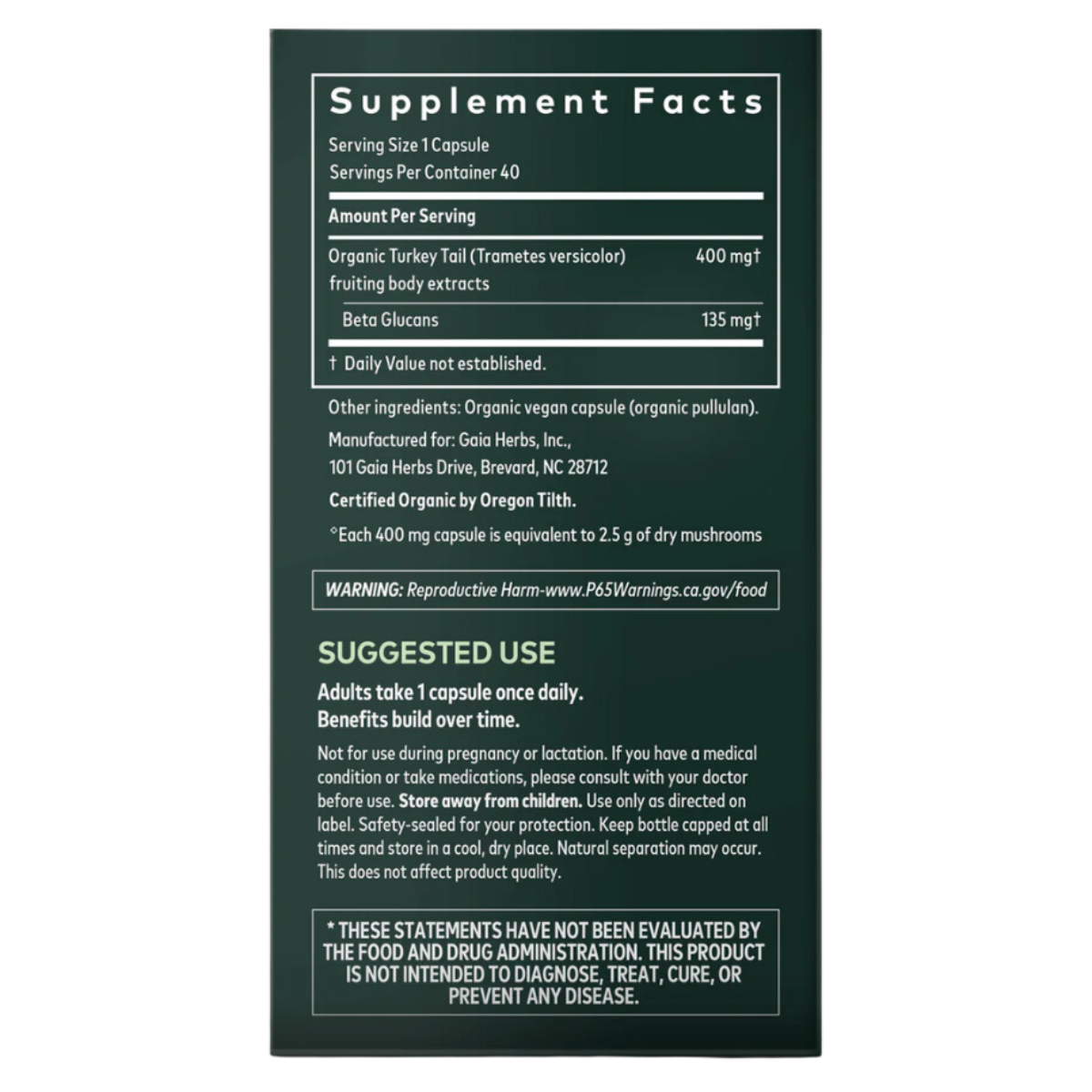 Gaia Herbs - Turkey Tail Mushroom 40vc