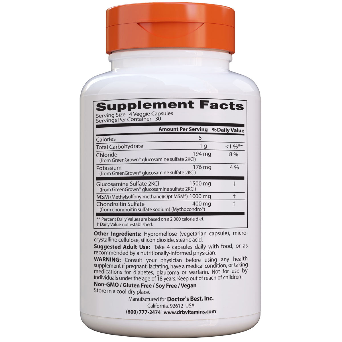 Doctor's Best - Vegan Glucosamine Chondroitin MSM 120vc