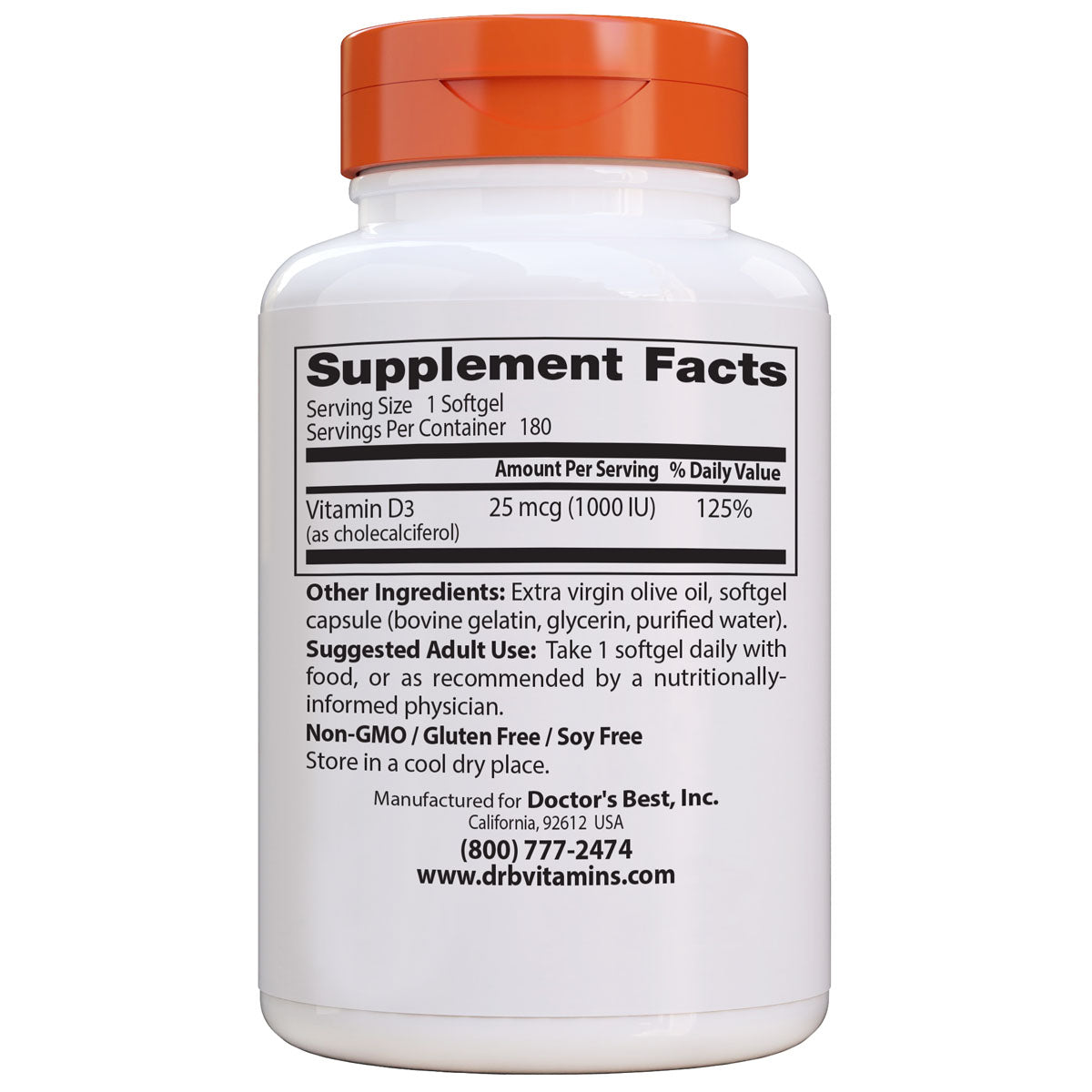 Doctor's Best - Vitamin D3 (1000IU) 180sg