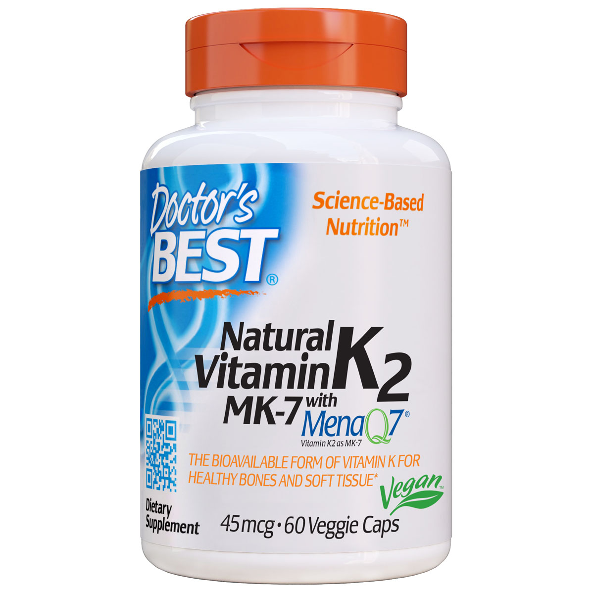 Doctor's Best - Natural Vitamin K2 MK-7 with MenaQ7® (45mcg) 60vc