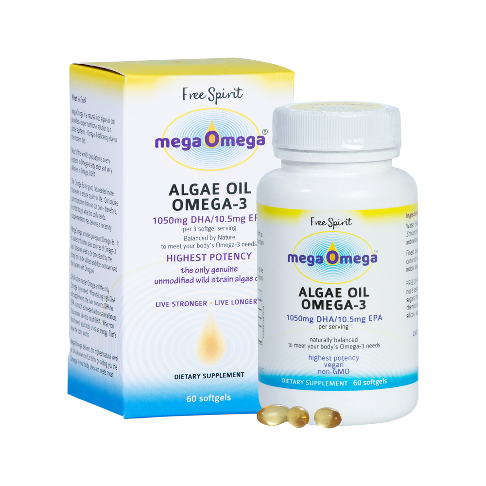 Free Spirit MegaOmega -  Algae Oil Omega-3 60c