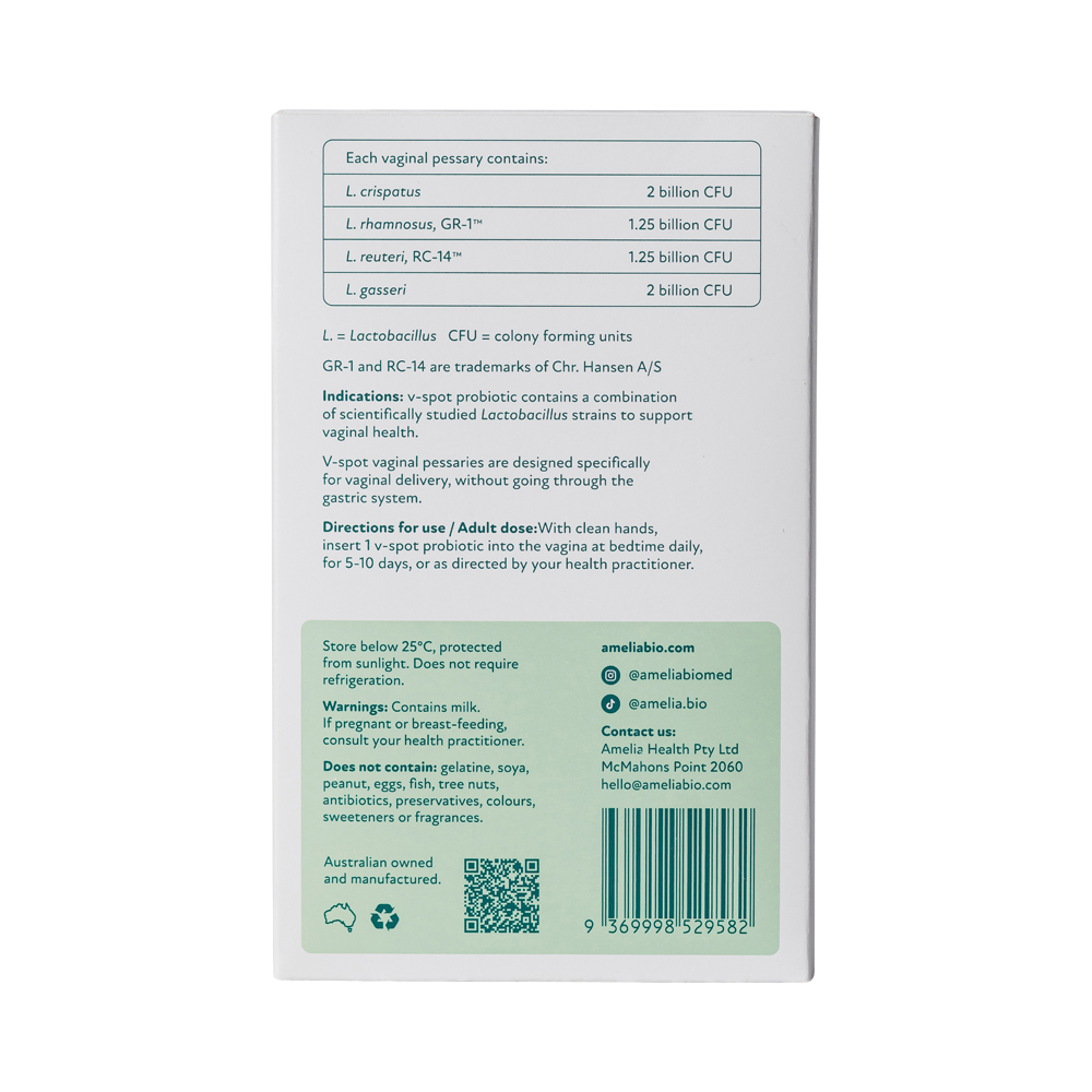 AMELIA - V-Spot Probiotic Vaginal Pessaries 20p