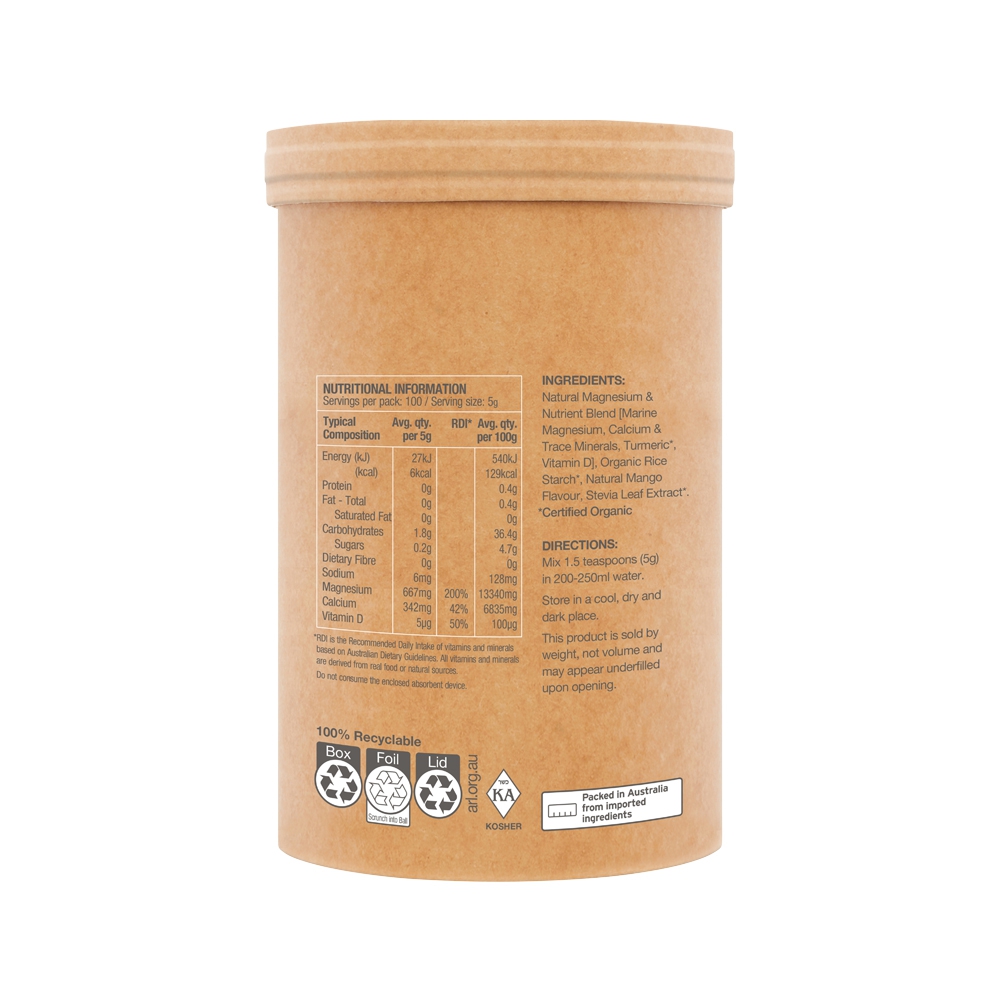 RAW REAL FOOD NUTRIENTS - Muscle Magnesium Creamy Mango 500 g