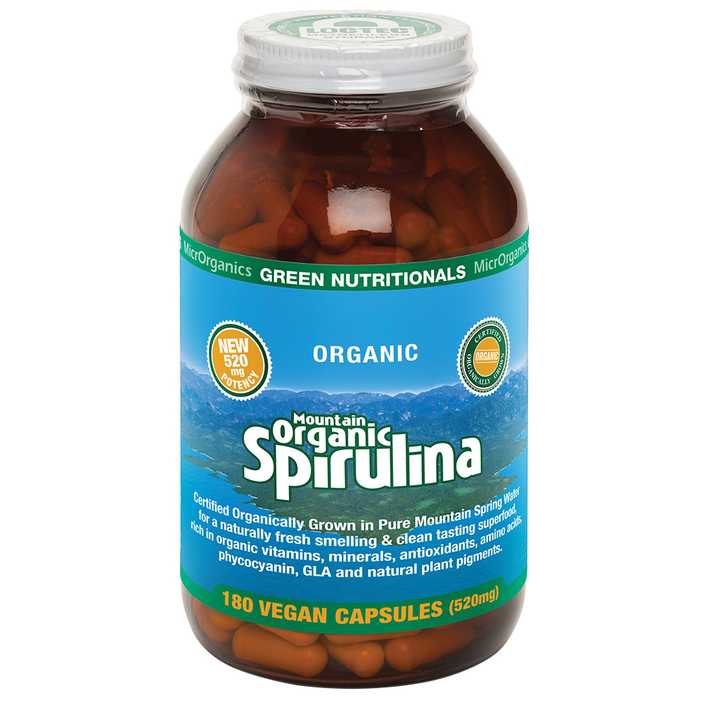 GREEN NUTRITIONALS - Mountain Organic Spirulina 180c